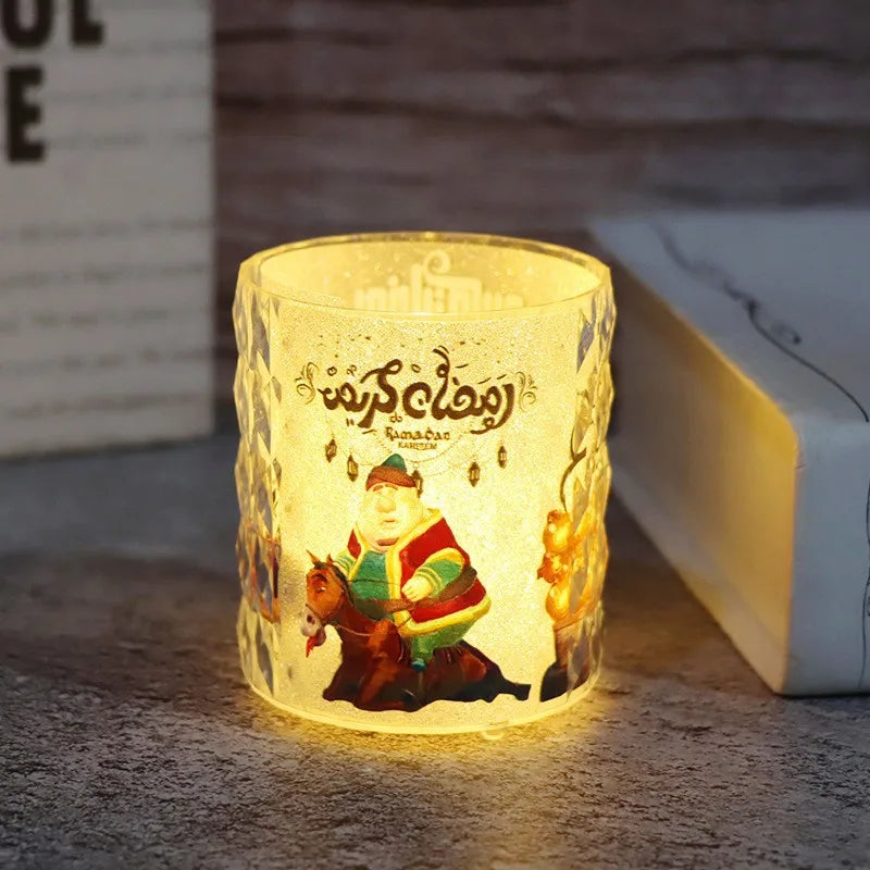 Ramadan Kareem Led Candle Lantern Eid Mubarak Decoration for Home 2025 Islamic Muslim Festival Party Eid Al Adha Ornaments