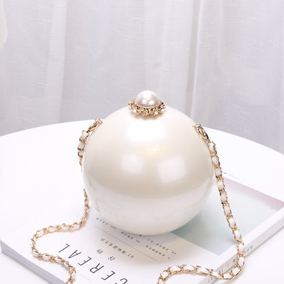 Ladies Casual Fashion Pearl Decoration Round Shoulder Bag