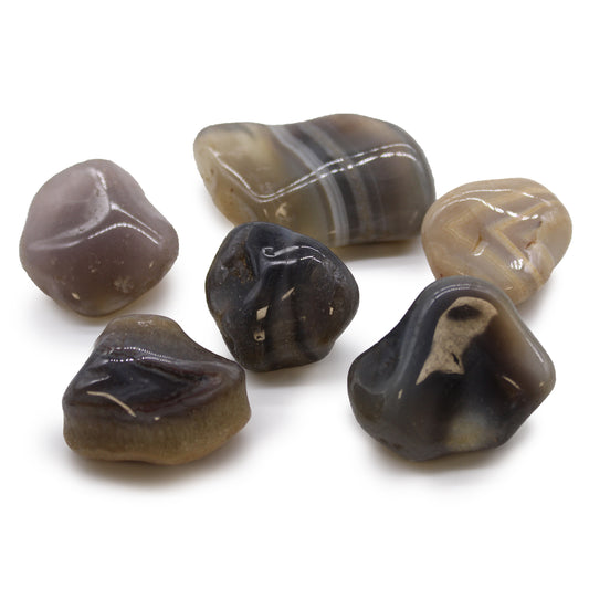 6x Large African Tumble Stones - Grey Agate - Botswana