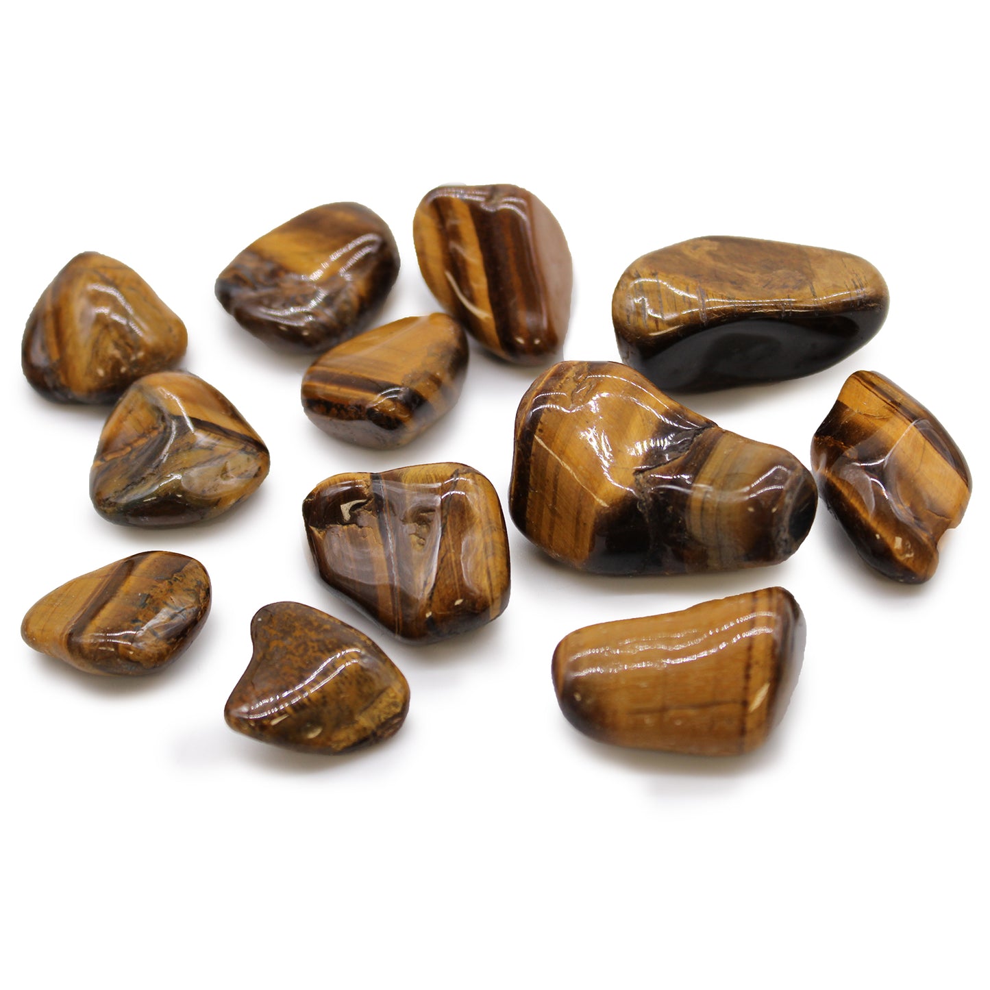 12x Medium African Tumble Stones - Tigers Eye - Golden (SHOPIFI)