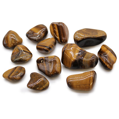 12x Medium African Tumble Stones - Tigers Eye - Golden (SHOPIFI)