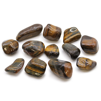 12x Medium African Tumble Stones - Tigers Eye - Varigated (SHOPIFI)