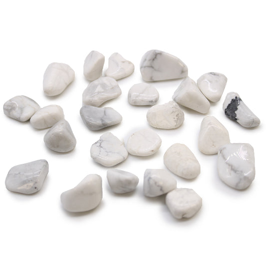 24x Small African Tumble Stones - White Howlite - Magnesite (SHOPIFI)