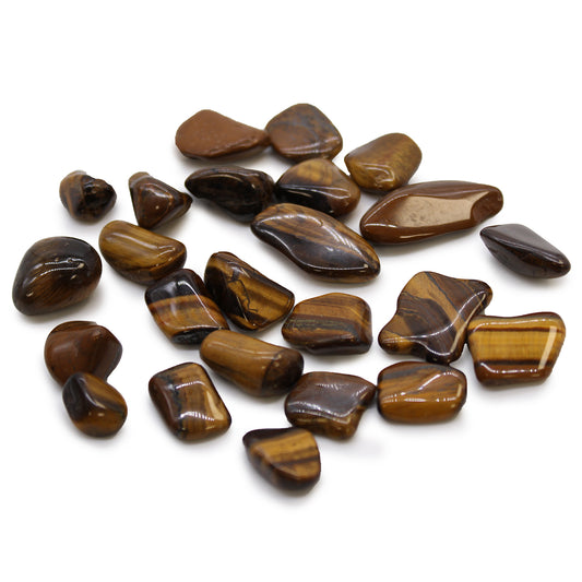 24x Small African Tumble Stones - Tigers Eye - Golden (SHOPIFI)