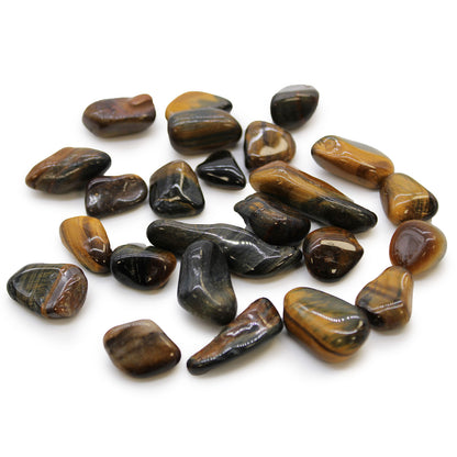 24x Small African Tumble Stones - Tigers Eye - Varigated (SHOPIFI)