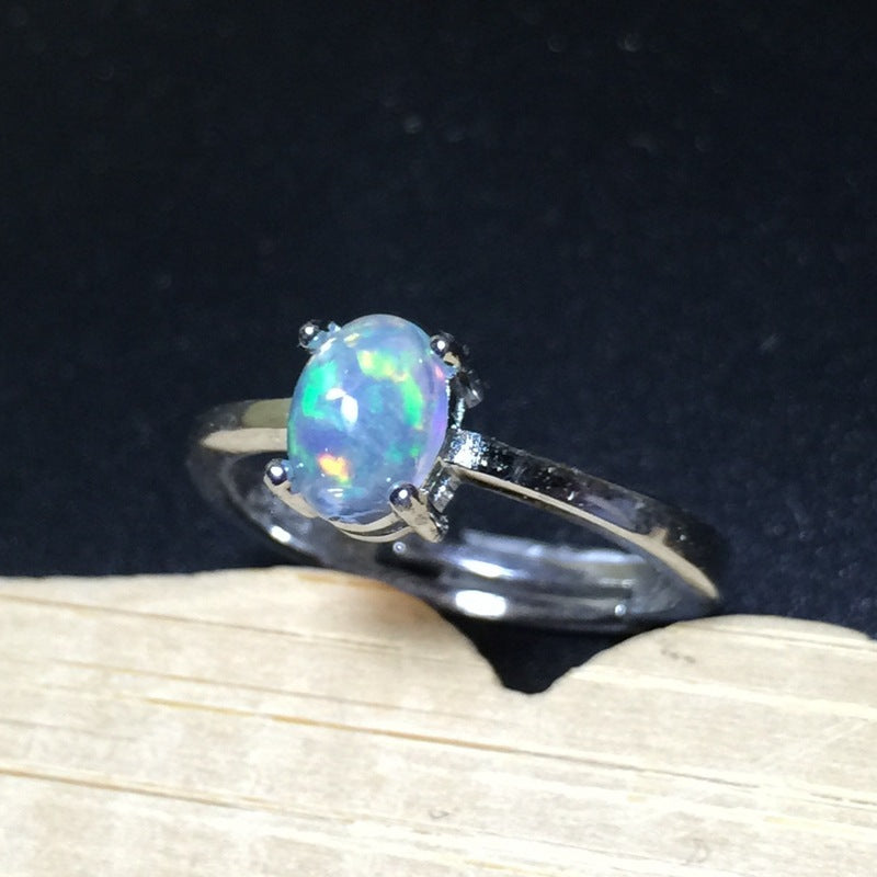 Natural Australian Opal Ring Full Of Fire And Beautiful