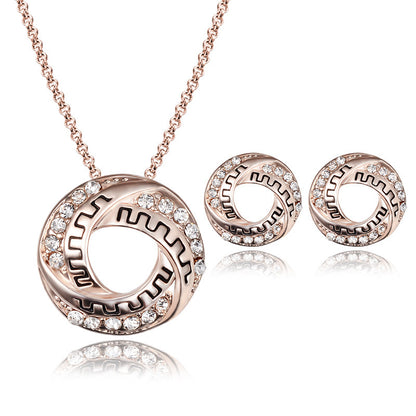 Fashion All-match Jewelry Necklace Earrings Two-piece Set