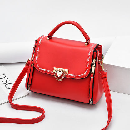 Fashionable Simple Solid Color Leather Small Square Bag