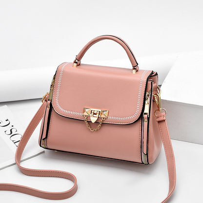 Fashionable Simple Solid Color Leather Small Square Bag