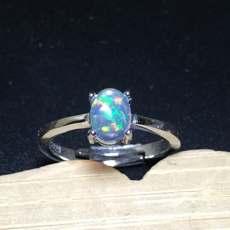 Natural Australian Opal Ring Full Of Fire And Beautiful