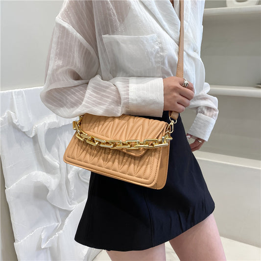 Hong Kong Style Retro Single Shoulder Bag Fashion Casual Messenger Texture Chain