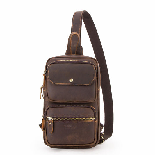 Cowhide Trend Leather Men's Chest Bag Multifunctional Diagonal