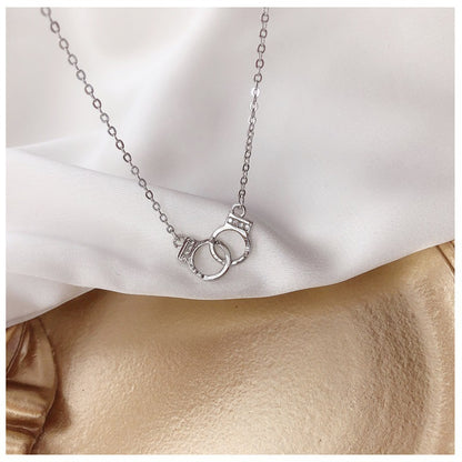 925 Sterling Silver Ring Buckle Necklace Simple Clavicle Chain Special-interest Design