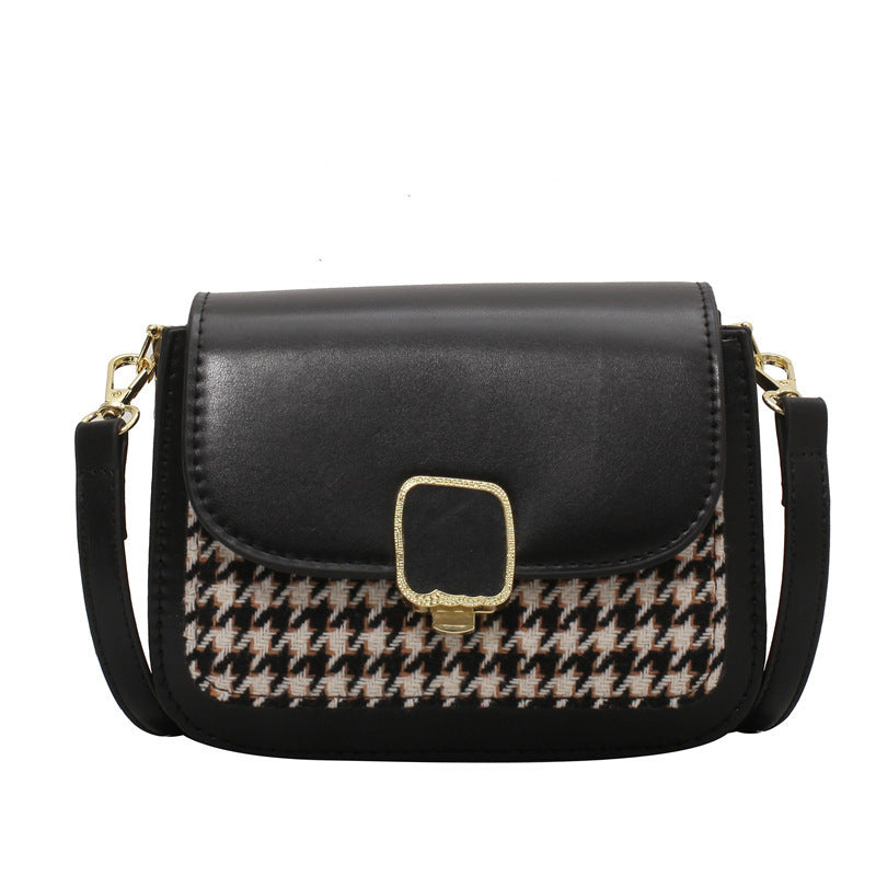 Ladies Houndstooth Fashion Messenger Small Square Bag