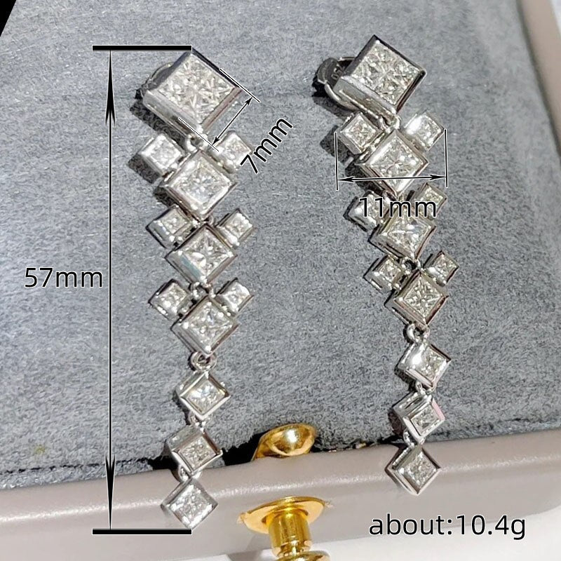 French Design Block Stitching Earrings Female Style Advanced