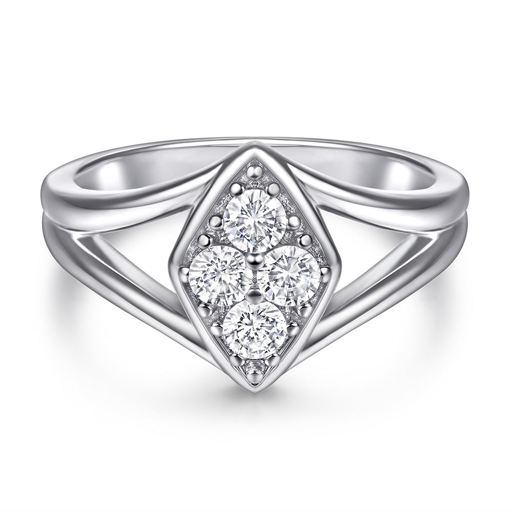 Sterling Silver Women's Ring Fashion Wedding Diamond