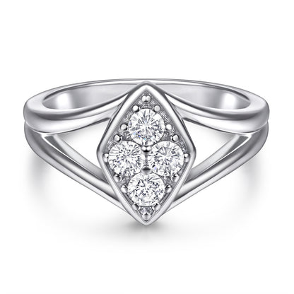 Sterling Silver Women's Ring Fashion Wedding Diamond