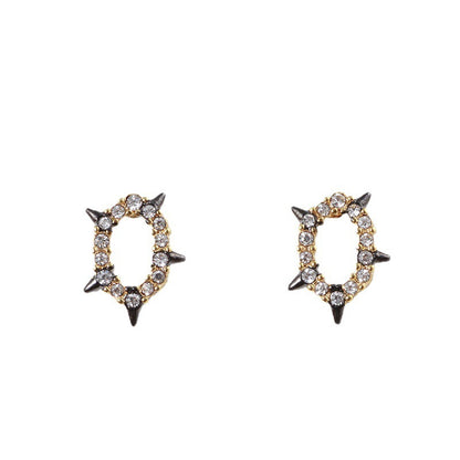 Women's Geometric Irregular Hollow Ring Diamond Earrings