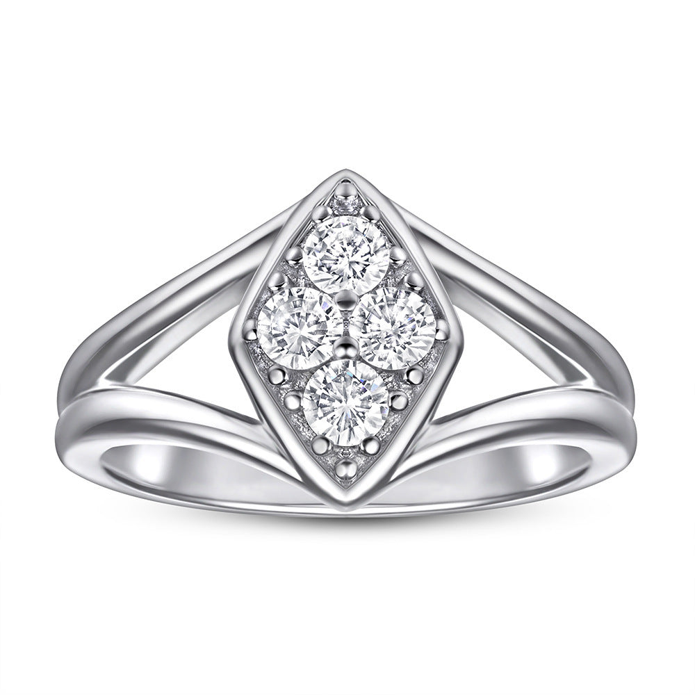 Sterling Silver Women's Ring Fashion Wedding Diamond