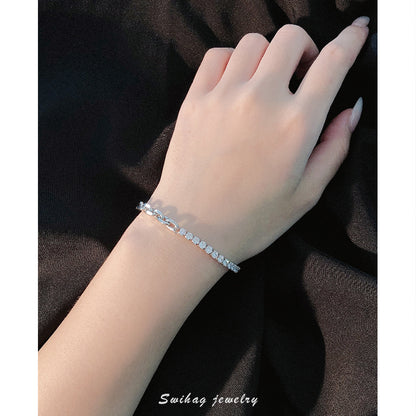 Stitching Diamond Bracelet Women 925 Silver Retro