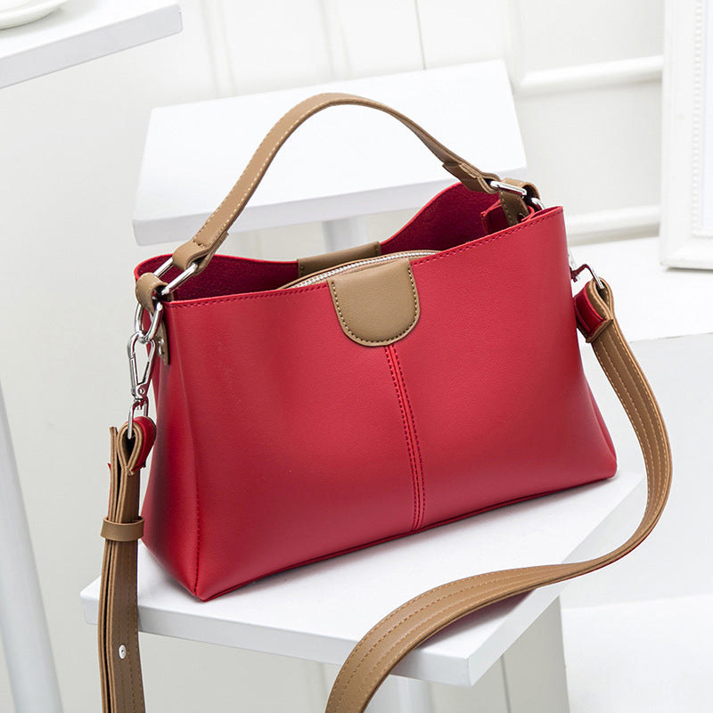 Simple Contrast Color Handbag Temperament Versatile Single Shoulder