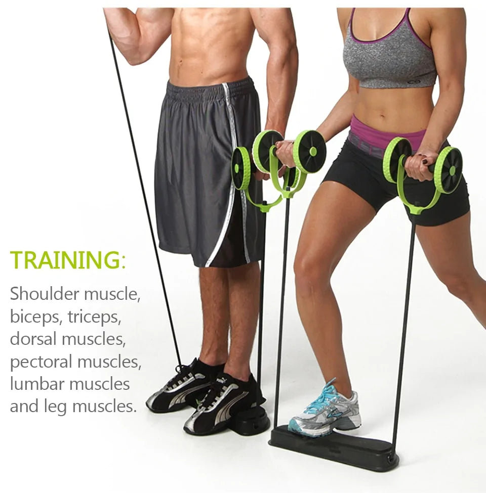 AB Wheels with Resistance Bands: Home Exercise Trainer